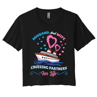 Husband And Wife Cruising Partners For Life Women's Crop Top Tee