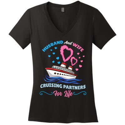 Husband And Wife Cruising Partners For Life Women's V-Neck T-Shirt