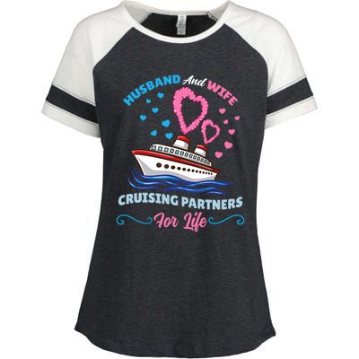 Husband And Wife Cruising Partners For Life Enza Ladies Jersey Colorblock Tee