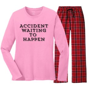 Humorous Accident Waiting To Happen Women's Long Sleeve Flannel Pajama Set 