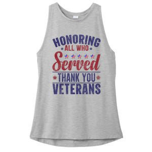 Honoring All Who Served Thank You Veterans Day Us Patriotic Ladies PosiCharge Tri-Blend Wicking Tank