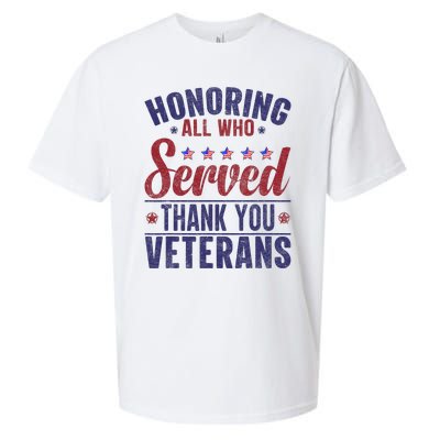 Honoring All Who Served Thank You Veterans Day Us Patriotic Sueded Cloud Jersey T-Shirt