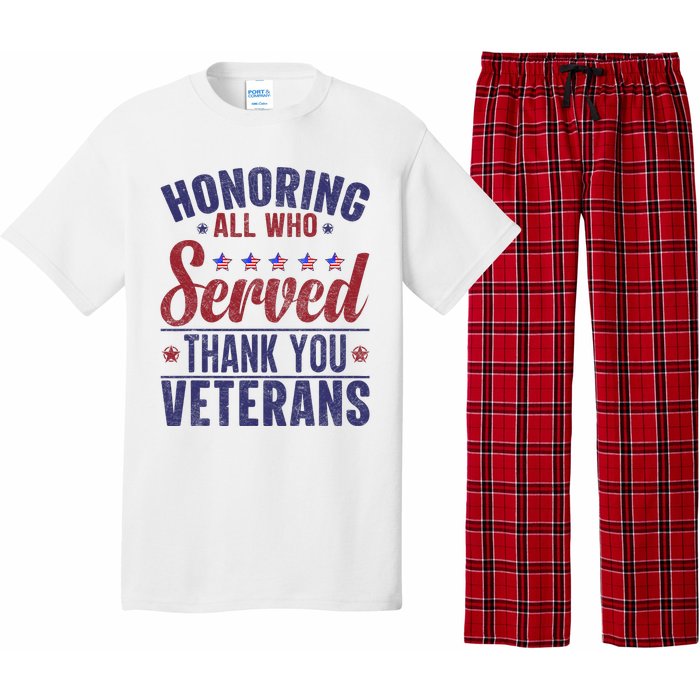 Honoring All Who Served Thank You Veterans Day Us Patriotic Pajama Set