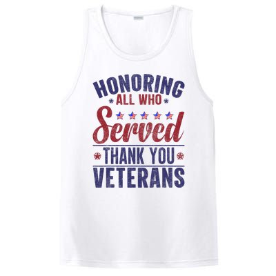 Honoring All Who Served Thank You Veterans Day Us Patriotic PosiCharge Competitor Tank