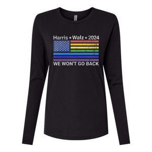 Harris And Walz President 2024 Pride Flag WonT Go Back Womens Cotton Relaxed Long Sleeve T-Shirt