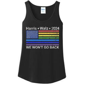 Harris And Walz President 2024 Pride Flag WonT Go Back Ladies Essential Tank