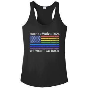 Harris And Walz President 2024 Pride Flag WonT Go Back Ladies PosiCharge Competitor Racerback Tank