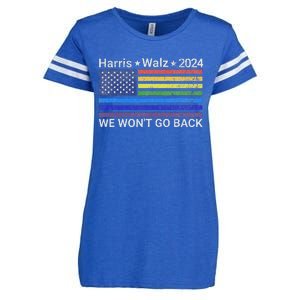 Harris And Walz President 2024 Pride Flag WonT Go Back Enza Ladies Jersey Football T-Shirt