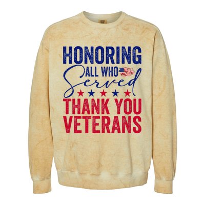 Honoring All Who Served Thank You Veterans Day American Flag Colorblast Crewneck Sweatshirt