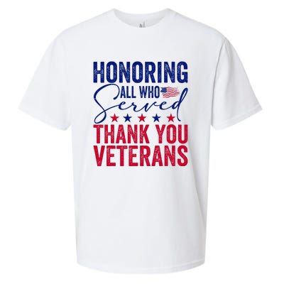 Honoring All Who Served Thank You Veterans Day American Flag Sueded Cloud Jersey T-Shirt