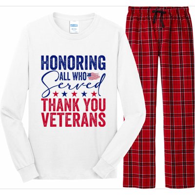 Honoring All Who Served Thank You Veterans Day American Flag Long Sleeve Pajama Set