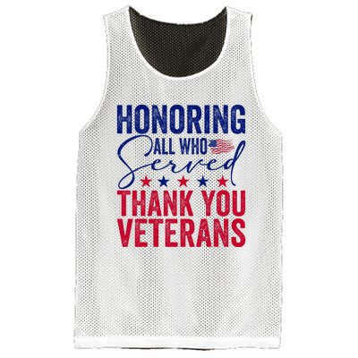 Honoring All Who Served Thank You Veterans Day American Flag Mesh Reversible Basketball Jersey Tank