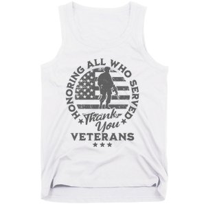 Honoring All Who Served Thank You Veterans Day American Flag Tank Top