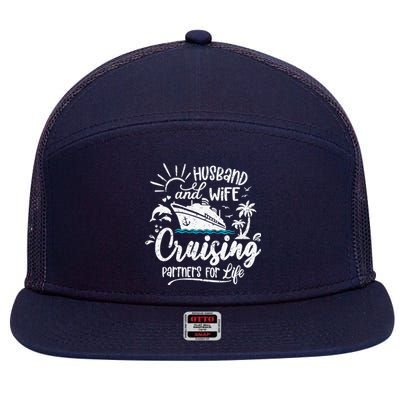 Husband and Wife Cruising Partners For Life Perfect Vacation 7 Panel Mesh Trucker Snapback Hat