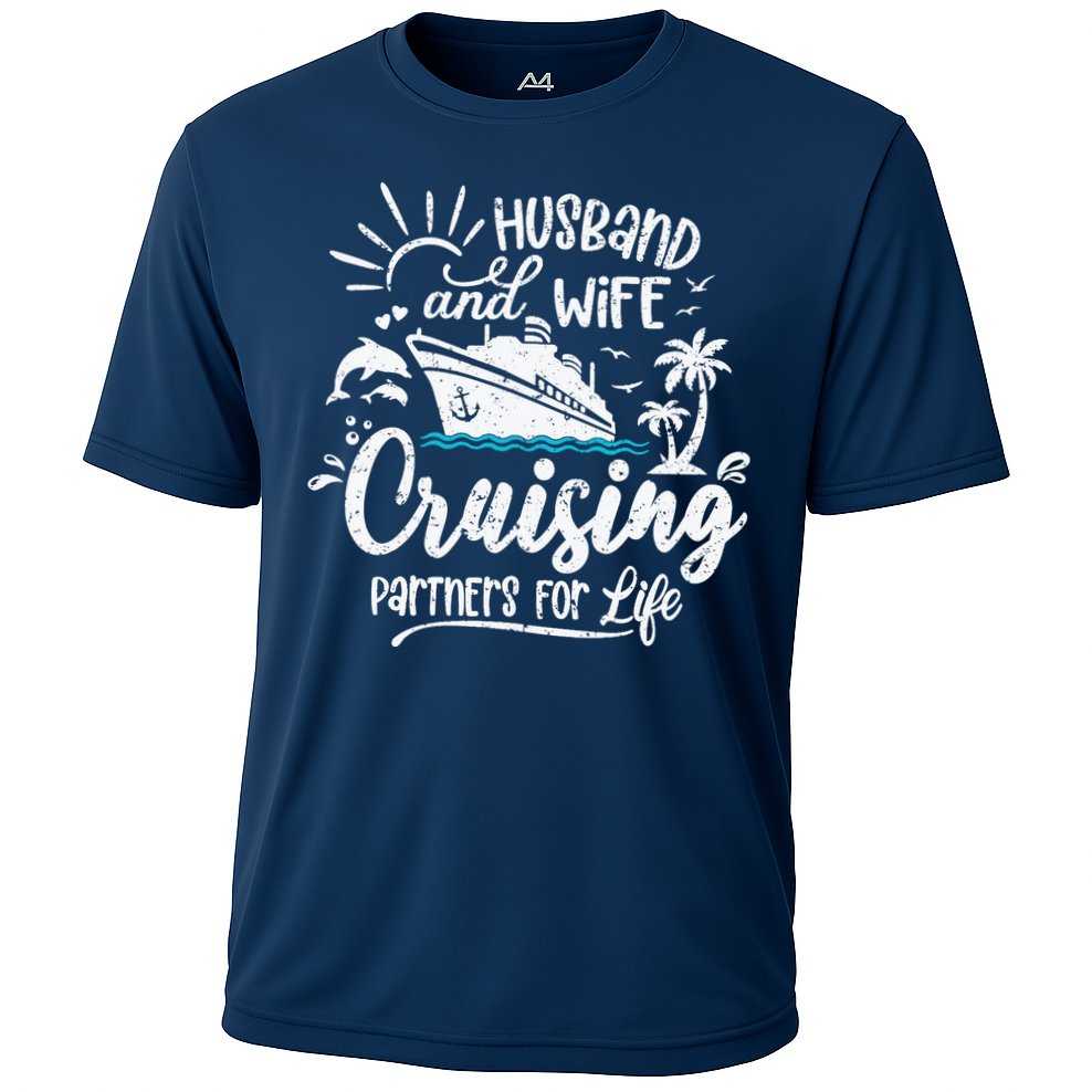 Husband and Wife Cruising Partners For Life Perfect Vacation Cooling Performance Crew T-Shirt