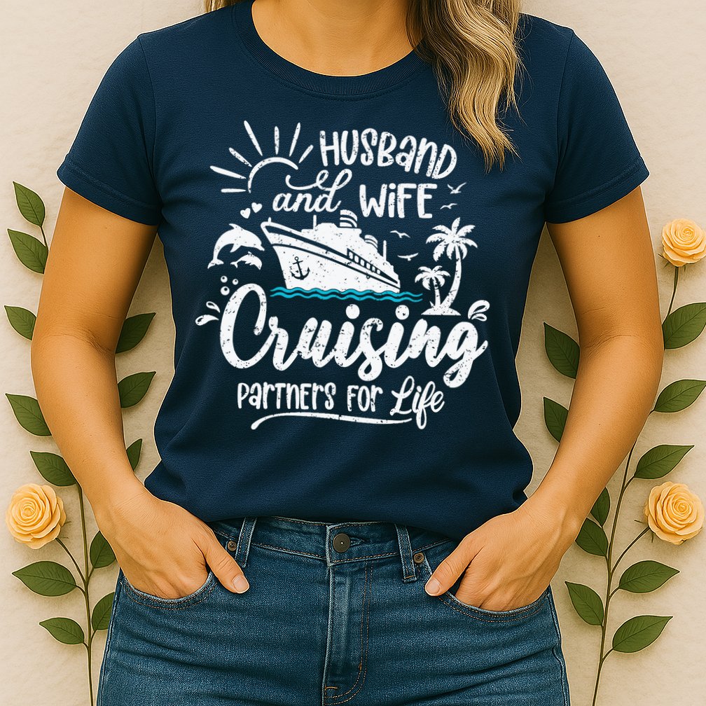 Husband and Wife Cruising Partners For Life Perfect Vacation Womens T-Shirt