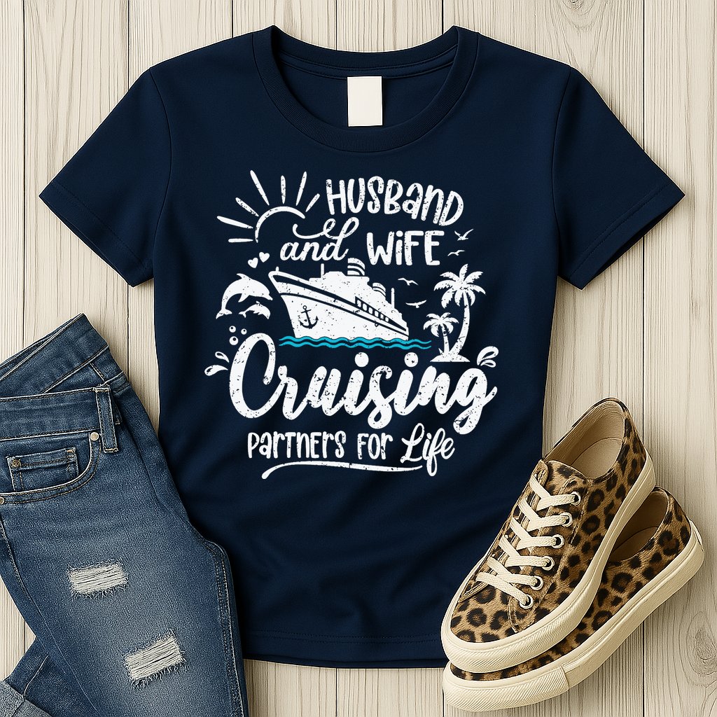 Husband and Wife Cruising Partners For Life Perfect Vacation Womens T-Shirt