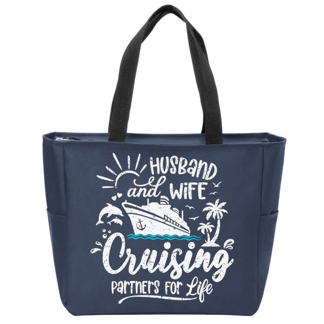 Husband and Wife Cruising Partners For Life Perfect Vacation Zip Tote Bag