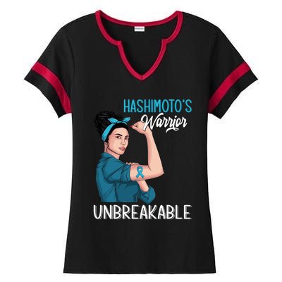 Hashimoto's Awareness Warrior Unbreakable Support Meaningful Gift Ladies Halftime Notch Neck Tee