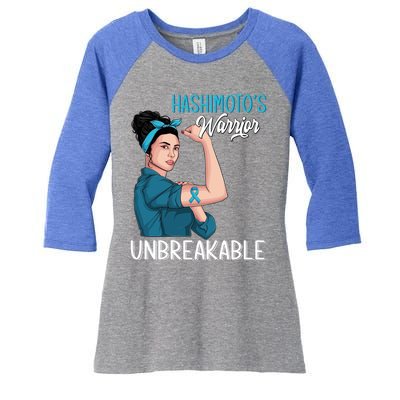 Hashimoto's Awareness Warrior Unbreakable Support Meaningful Gift Women's Tri-Blend 3/4-Sleeve Raglan Shirt