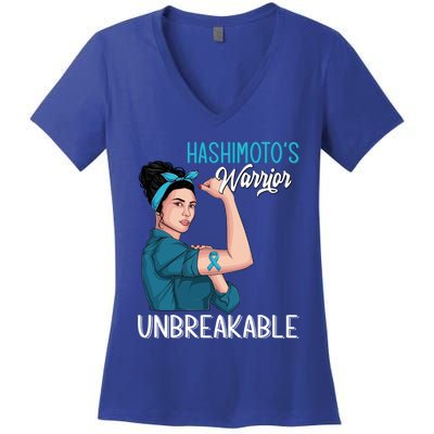 Hashimoto's Awareness Warrior Unbreakable Support Meaningful Gift Women's V-Neck T-Shirt