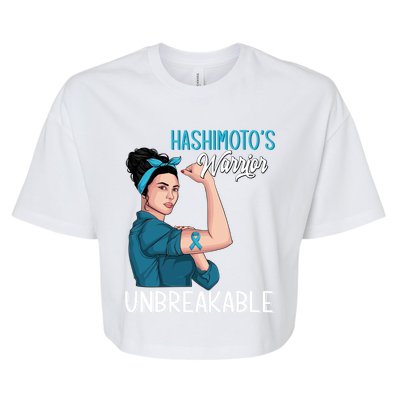 Hashimoto's Awareness Warrior Unbreakable Support Meaningful Gift Bella+Canvas Jersey Crop Tee