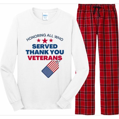 Honoring All Who Served Thank You Veterans Long Sleeve Pajama Set