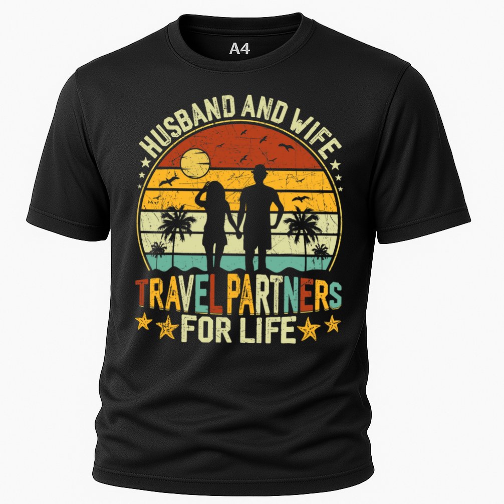 Husband And Wife Travel Partners For Life Beach Traveling Cooling Performance Crew T-Shirt