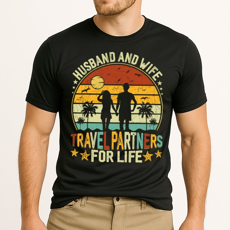 Husband And Wife Travel Partners For Life Beach Traveling Cooling Performance Crew T-Shirt