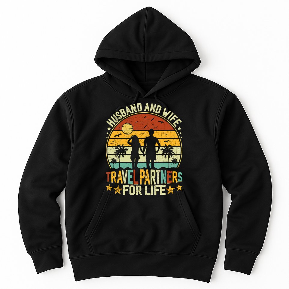 Husband And Wife Travel Partners For Life Beach Traveling Hoodie