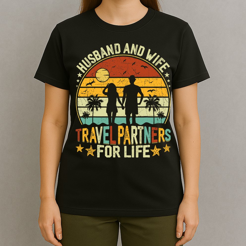 Husband And Wife Travel Partners For Life Beach Traveling T-Shirt