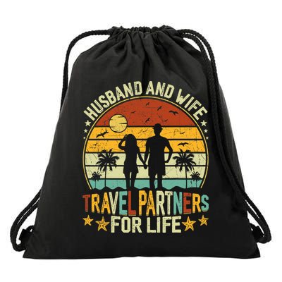 Husband And Wife Travel Partners For Life Beach Traveling Drawstring Bag