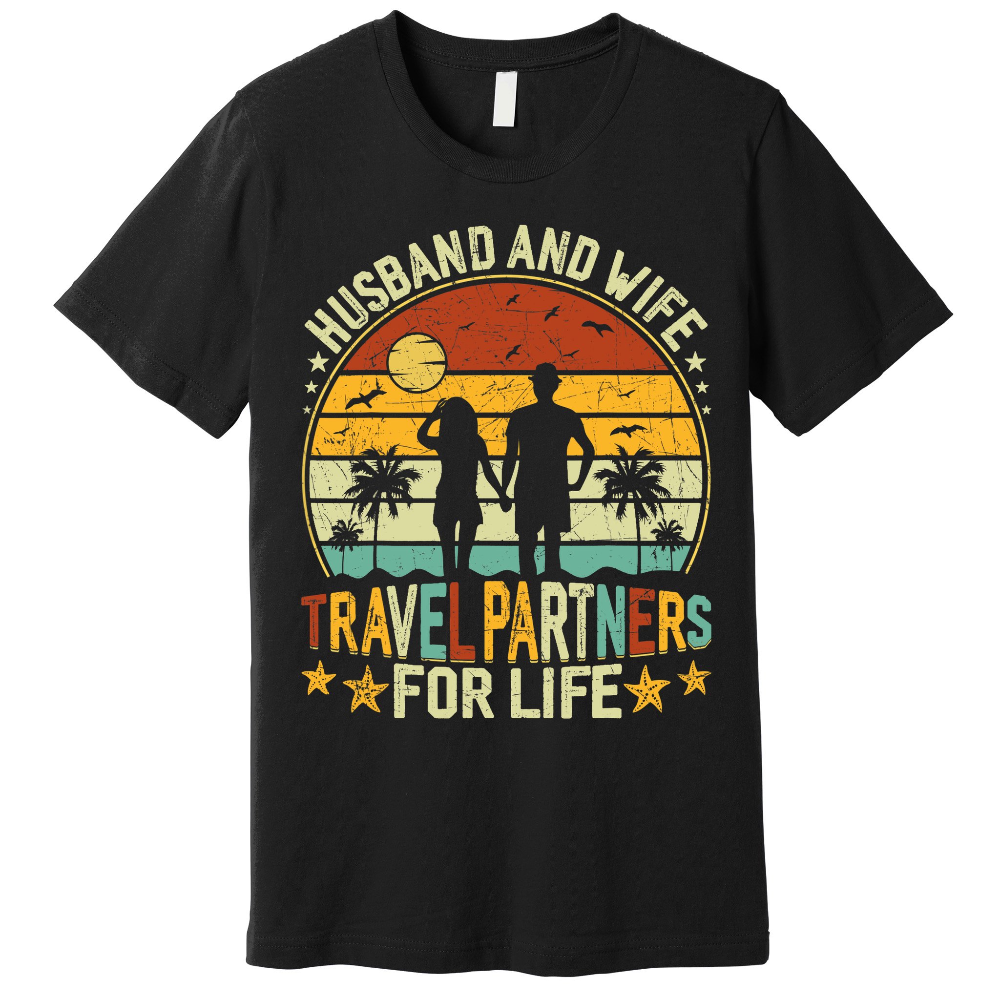 Husband And Wife Travel Partners For Life Beach Traveling Premium T-Shirt