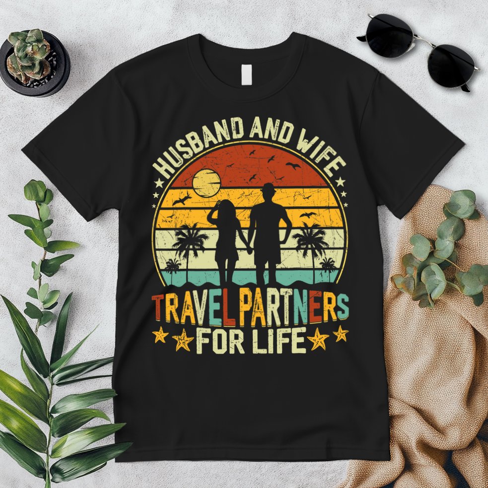 Husband And Wife Travel Partners For Life Beach Traveling Premium T-Shirt