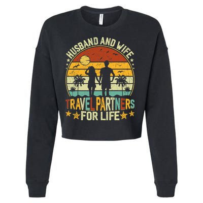 Husband And Wife Travel Partners For Life Beach Traveling Cropped Pullover Crew