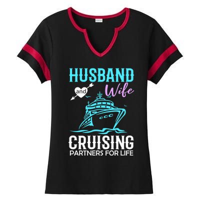 HUSBAND AND WIFE CRUISING PARTNERS FOR LIFE CRUISE COUPLES Ladies Halftime Notch Neck Tee