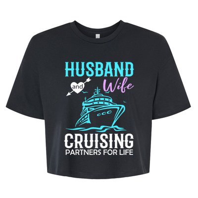 HUSBAND AND WIFE CRUISING PARTNERS FOR LIFE CRUISE COUPLES Bella+Canvas Jersey Crop Tee