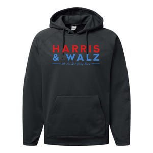 Harris And Walz We Are Not Going Back President Election Premium Performance Fleece Hoodie