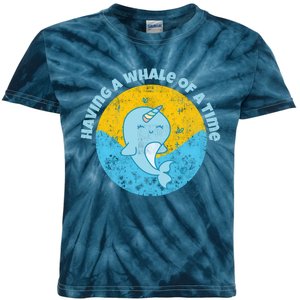 Having A Whale Of A Time Cute Kawaii Narwhal For Whale Lovers Happy Slogans Kids Tie-Dye T-Shirt