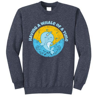 Having A Whale Of A Time Cute Kawaii Narwhal For Whale Lovers Happy Slogans Sweatshirt