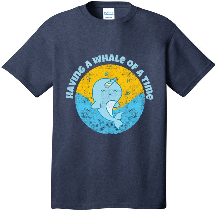 Having A Whale Of A Time Cute Kawaii Narwhal For Whale Lovers Happy Slogans T-Shirt