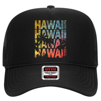 Hawaii Logo High Crown Mesh Back Trucker Hat