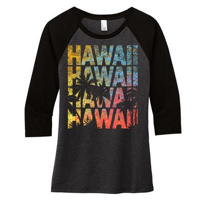 Hawaii Logo Women's Tri-Blend 3/4-Sleeve Raglan Shirt