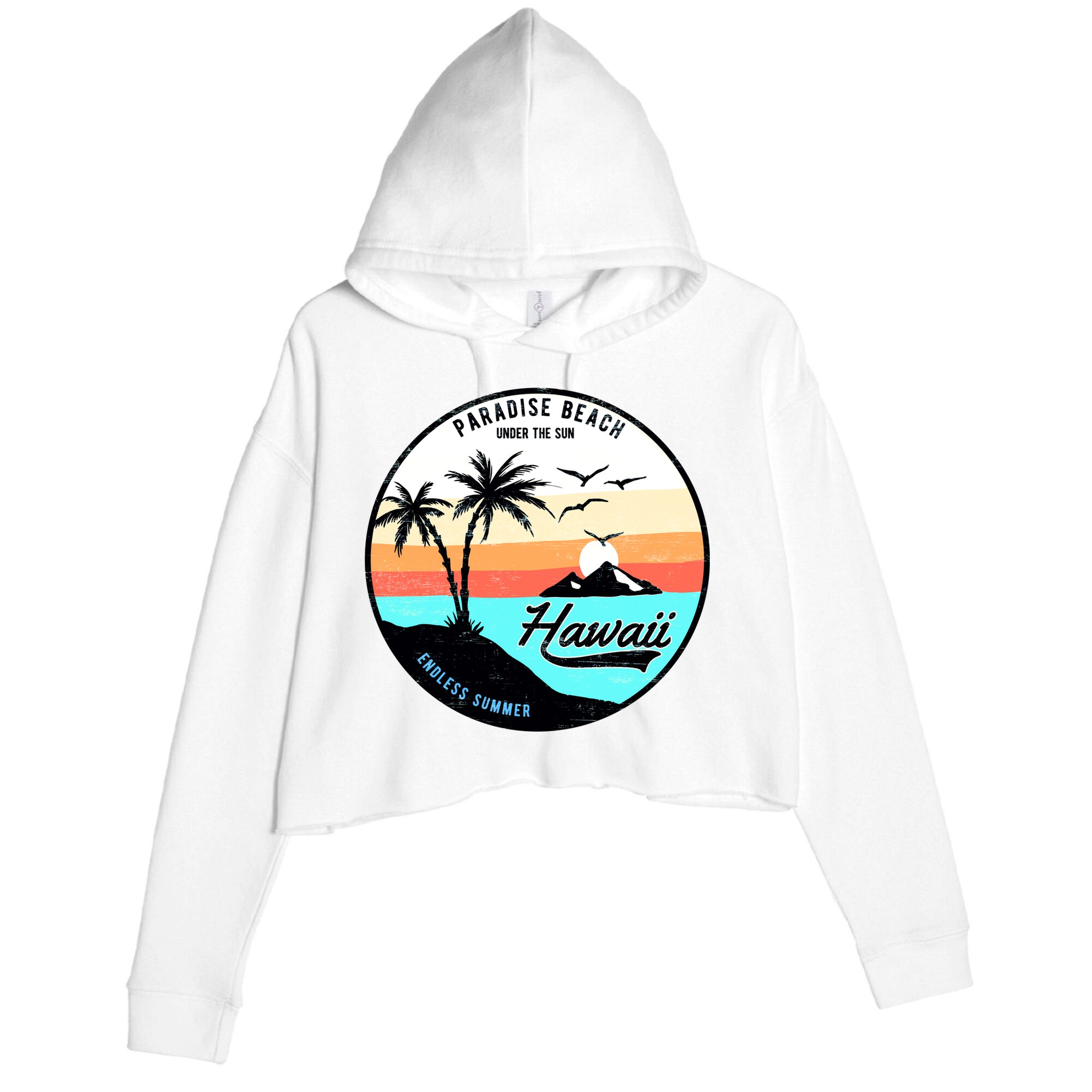 Hawaii Paradise Beach Crop Fleece Hoodie