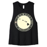 Hawaii Retro Women's Racerback Cropped Tank