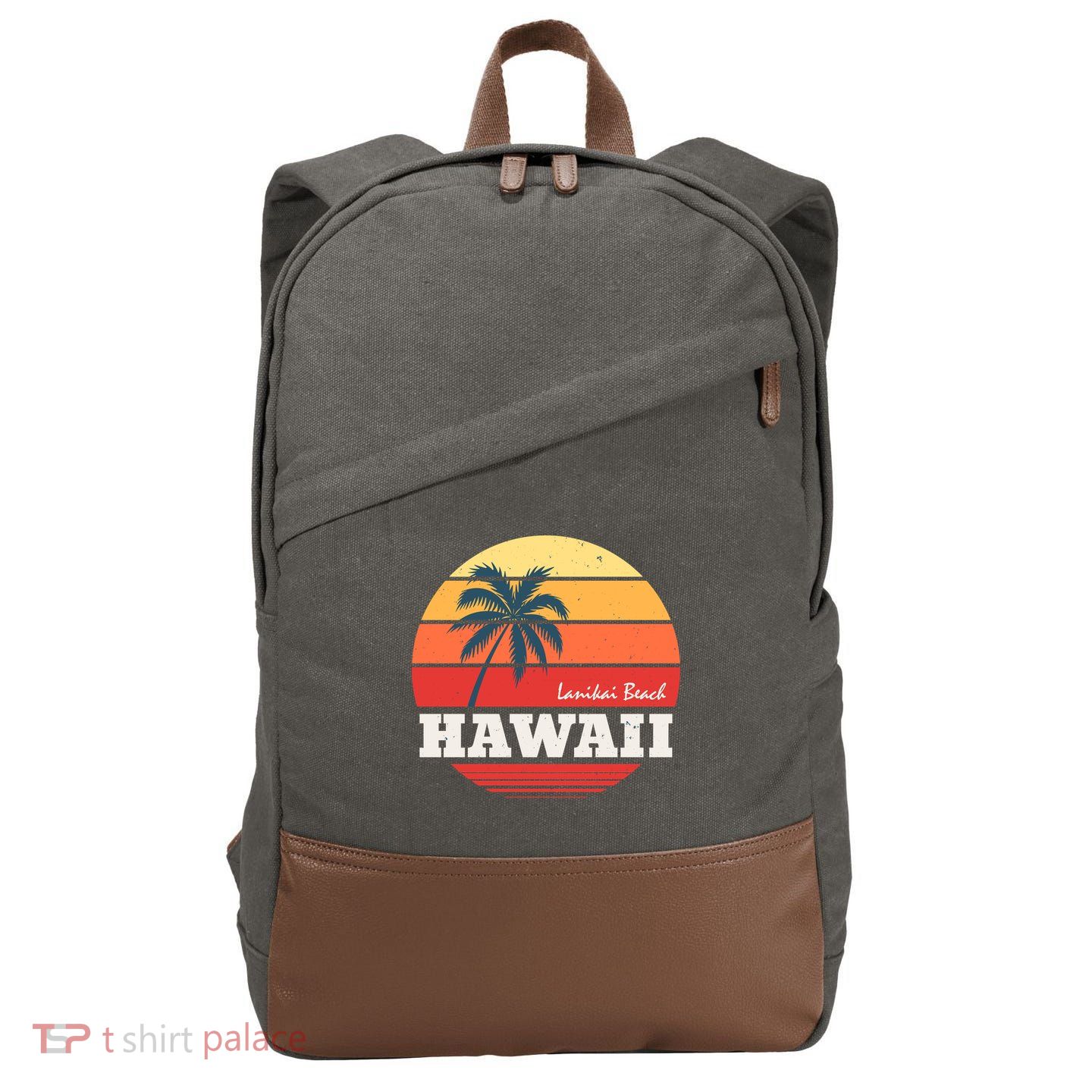 Hawaii Retro Circle Cotton Canvas Backpack