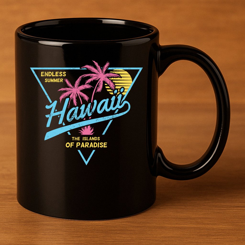 Hawaii Retro Classic  11oz C Handle Ceramic Mug