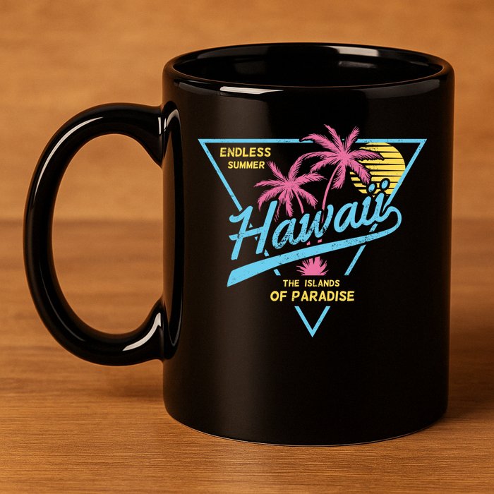 Hawaii Retro Classic  11oz C Handle Ceramic Mug