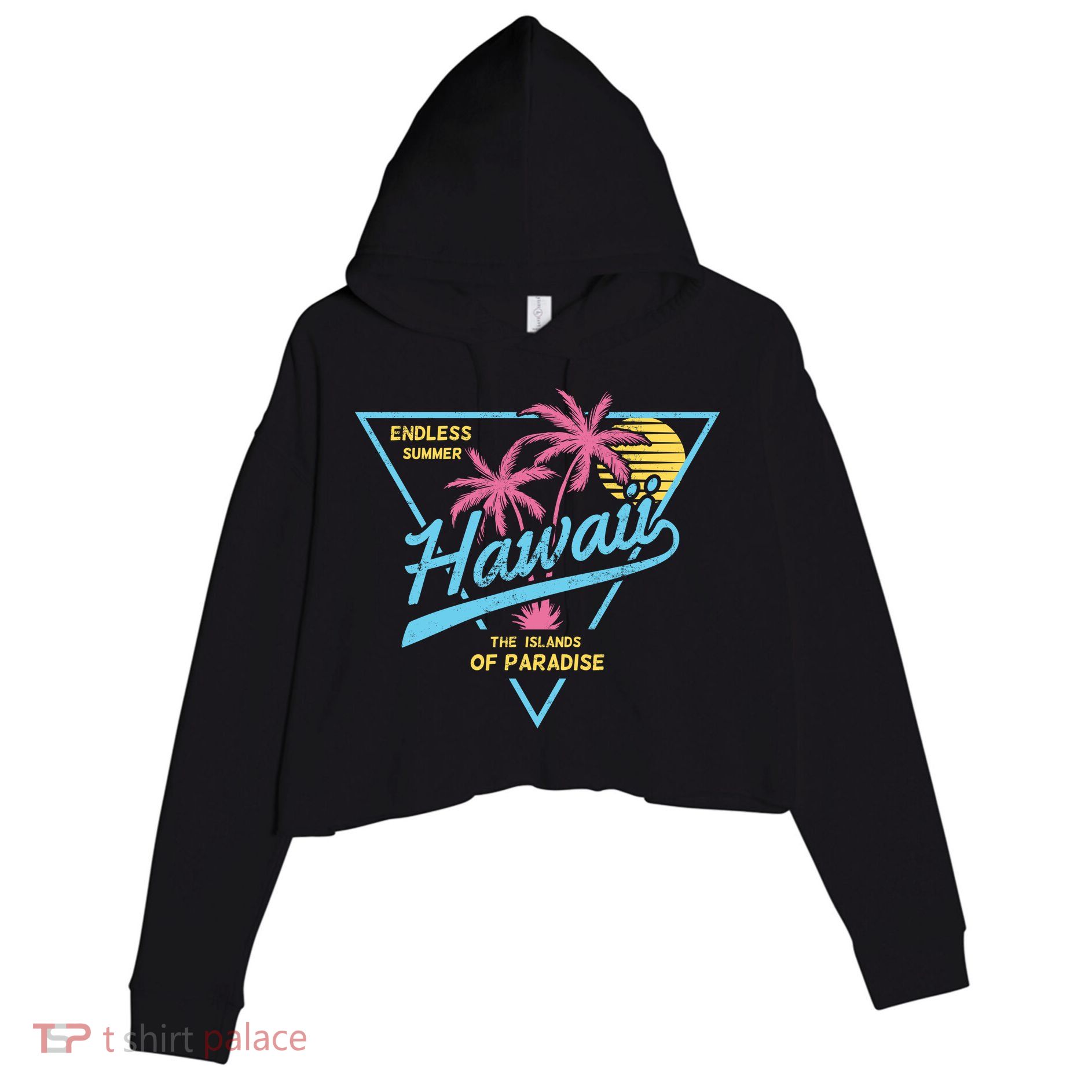 Hawaii Retro Classic  Crop Fleece Hoodie