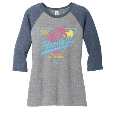 Hawaii Retro Classic  Women's Tri-Blend 3/4-Sleeve Raglan Shirt